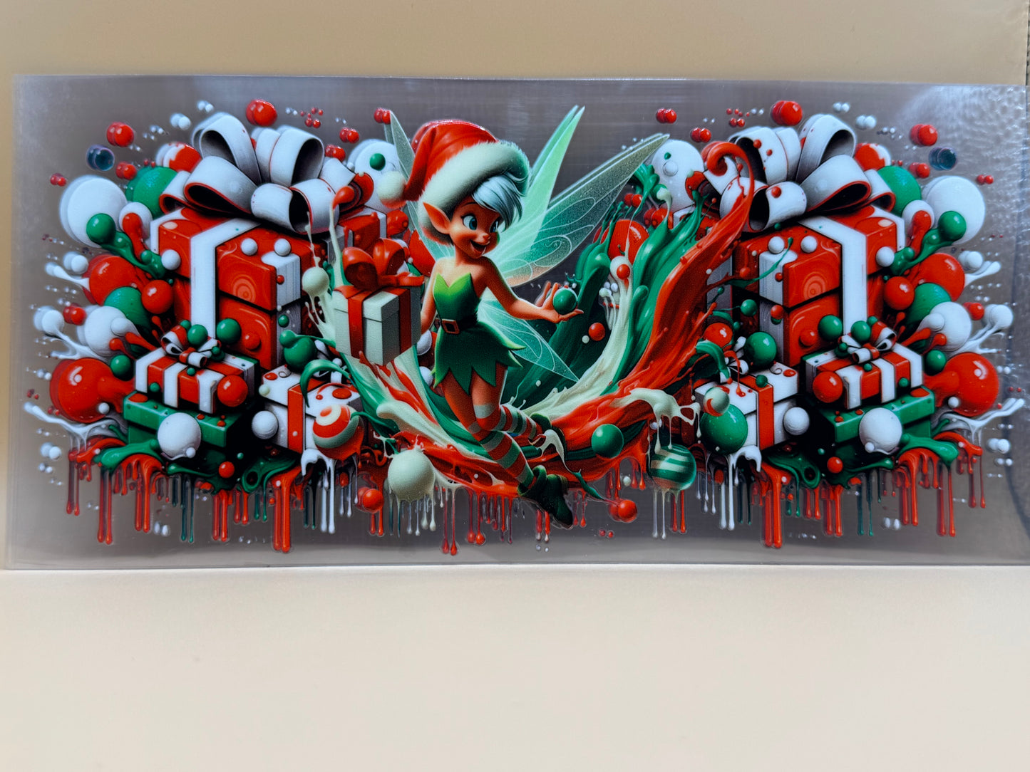 Tink with presents 16oz UVDTF