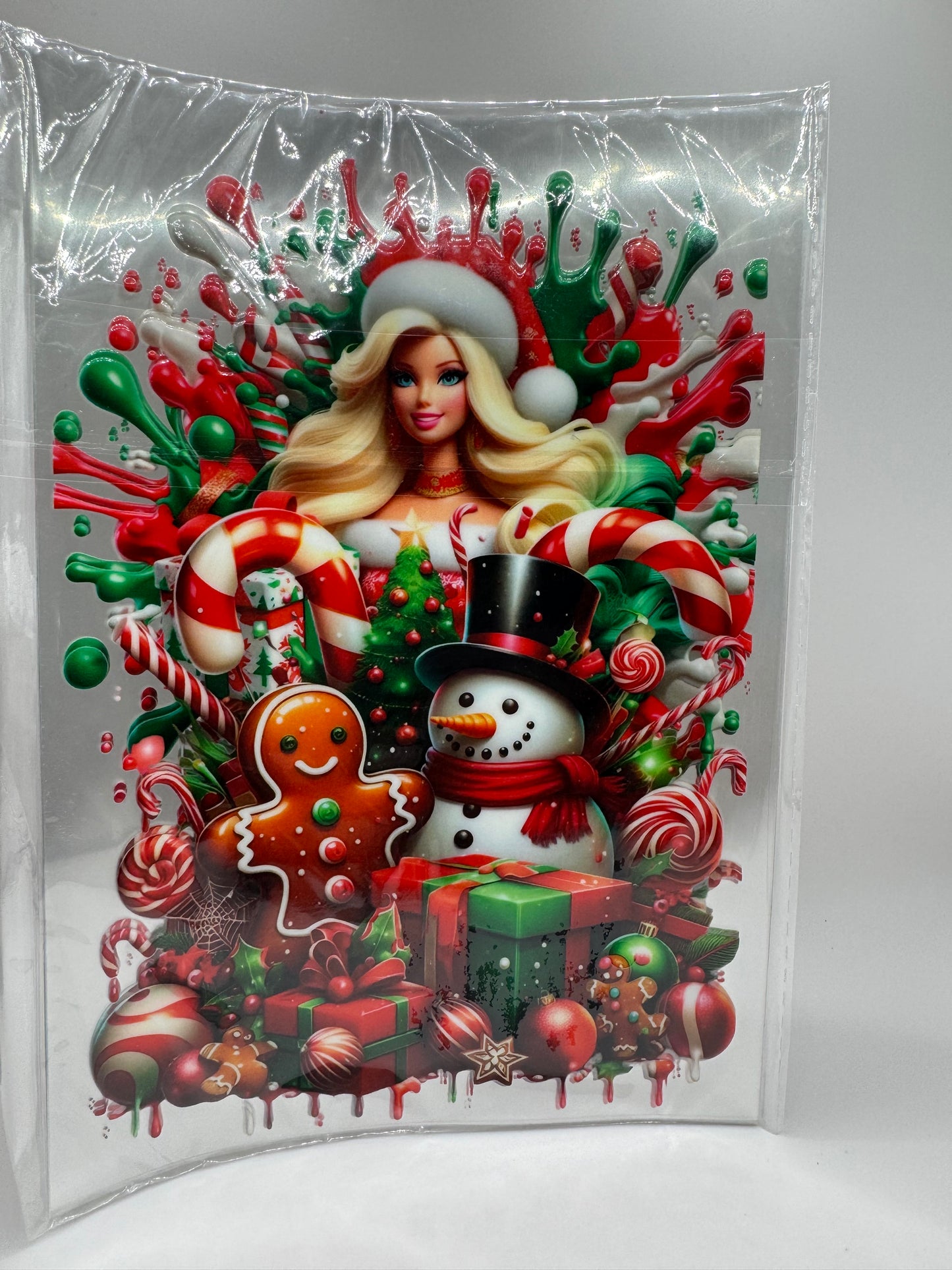 Doll, snowman & ginger man with gifts journal cover