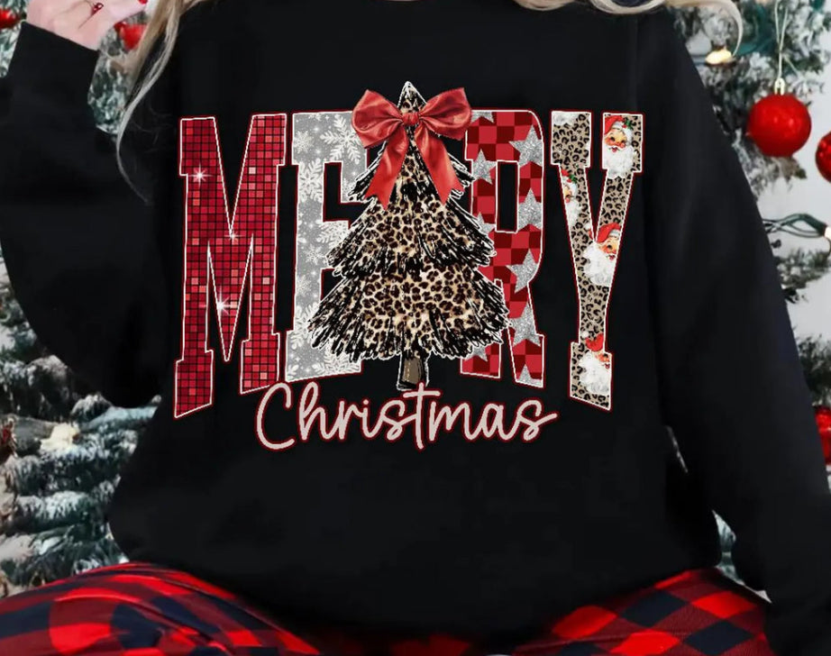 Merry Christmas red and silver glitter