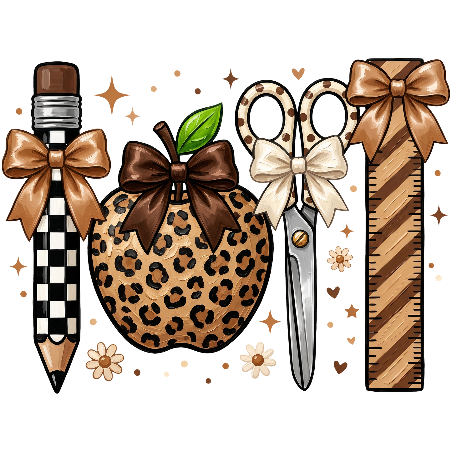 *Leopard Teacher Apple School Supplies