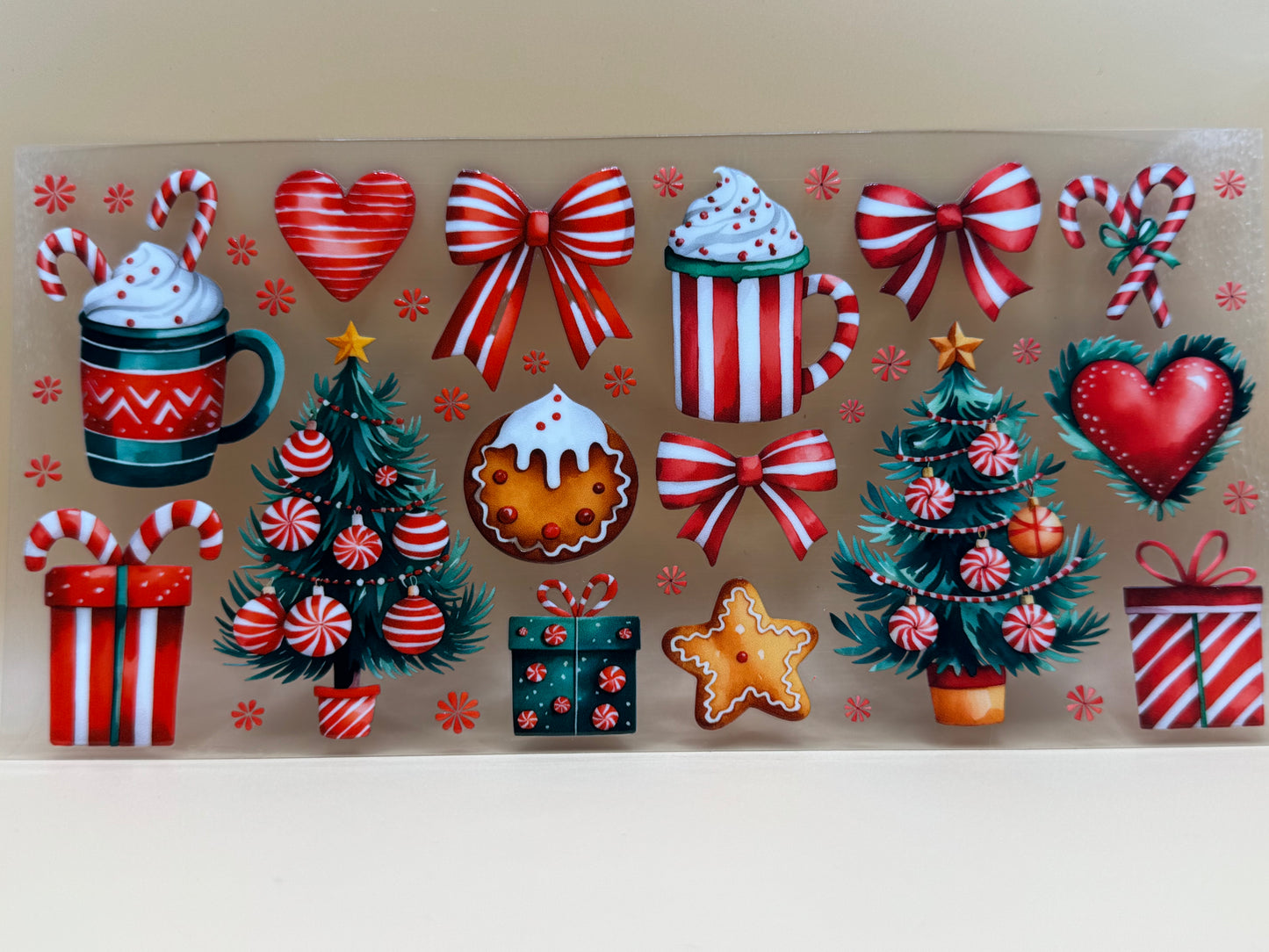 Christmas trees and bows 16oz UVDTF