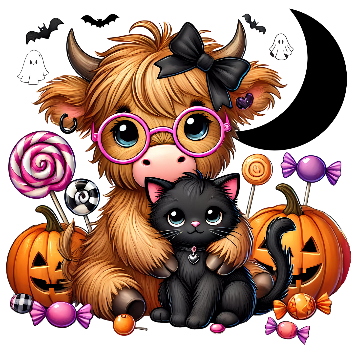 Highland cow pumpkin cat