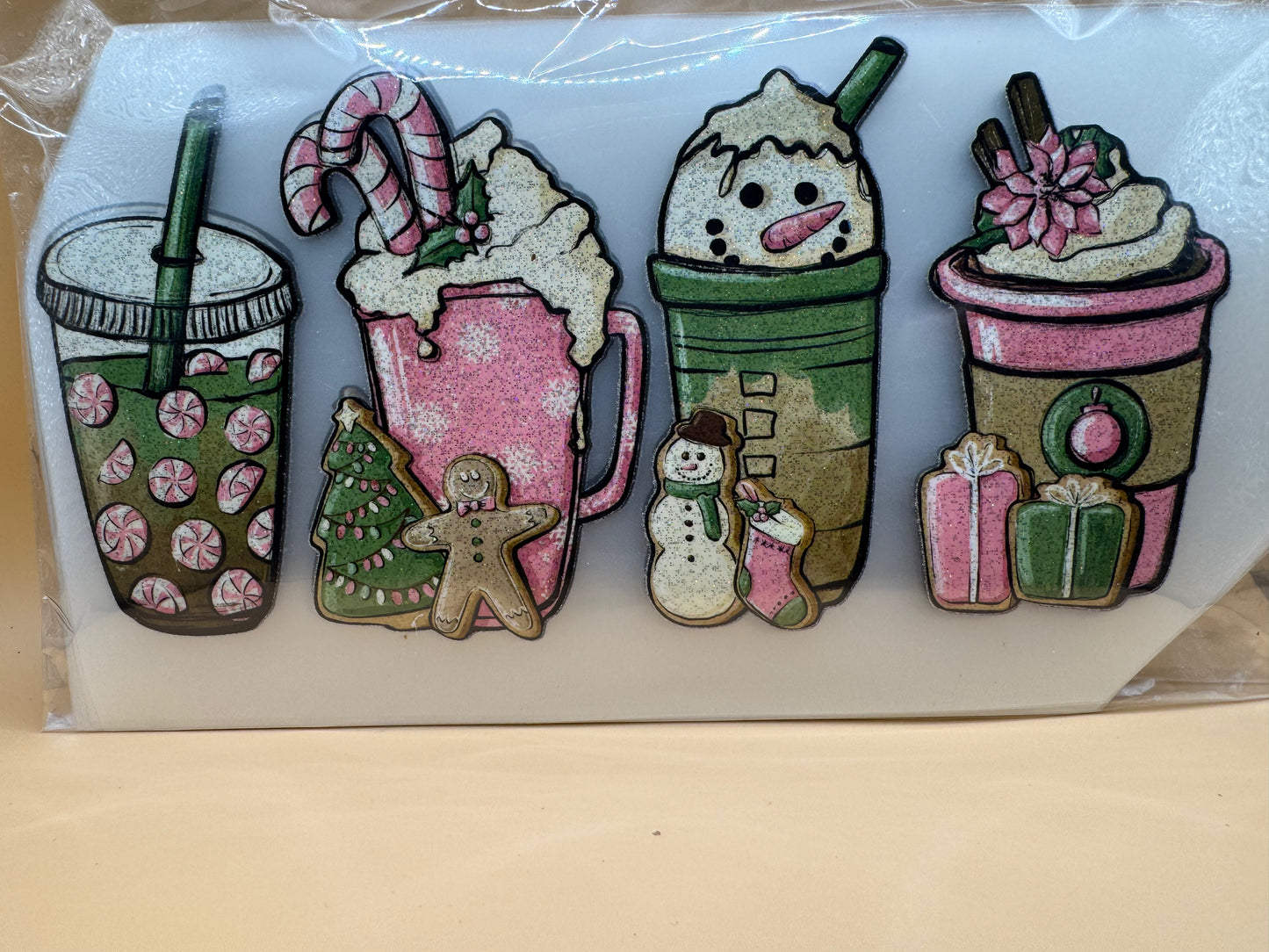Pink and green lattes-kids glitter 