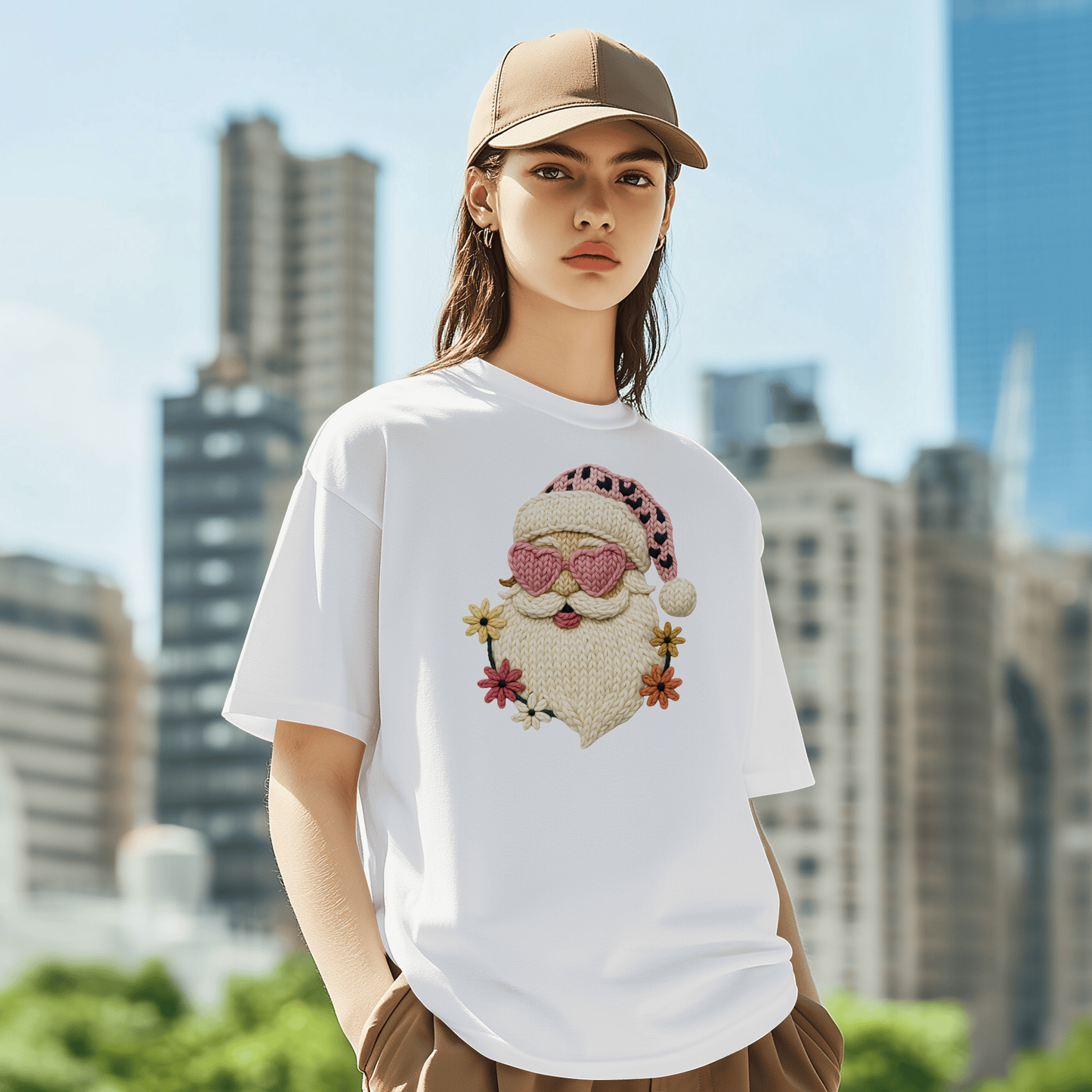 Faux knit santa pink