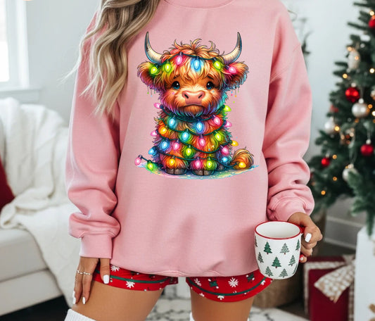 Christmas cow with lights glitter