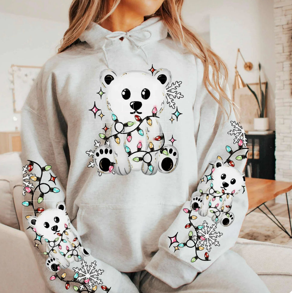 Polar bear with lights sleeves glitter