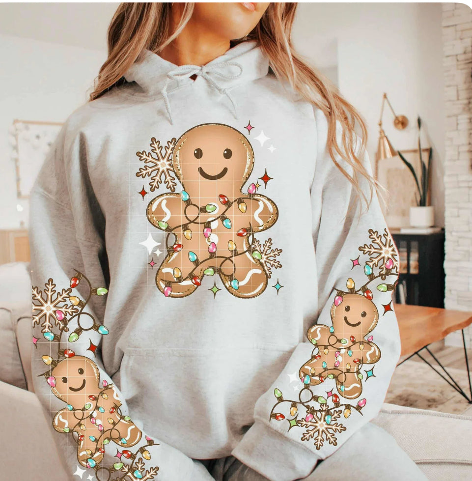 Gingerbread with lights sleeves glitter￼