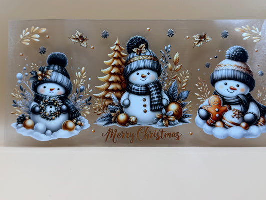 3 Snowman with Christmas tree 16oz UVDTF