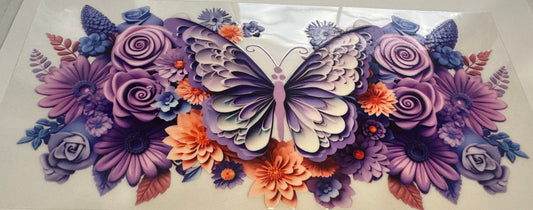 purple butterfly and flowers