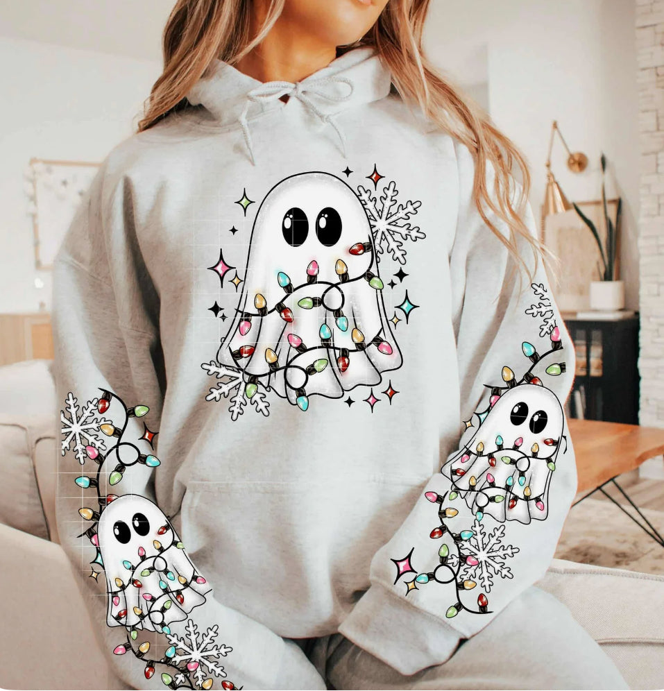 Ghost with lights with sleeves-￼ glitter