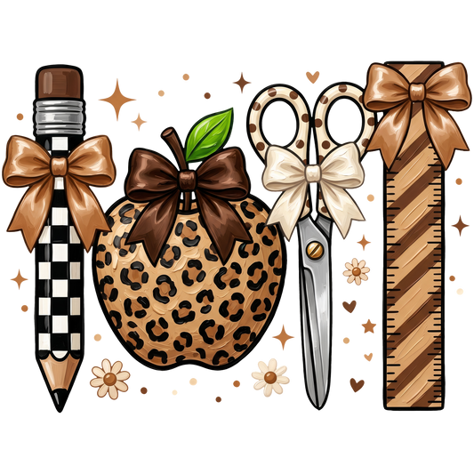 Leopard Teacher Apple School Supplies