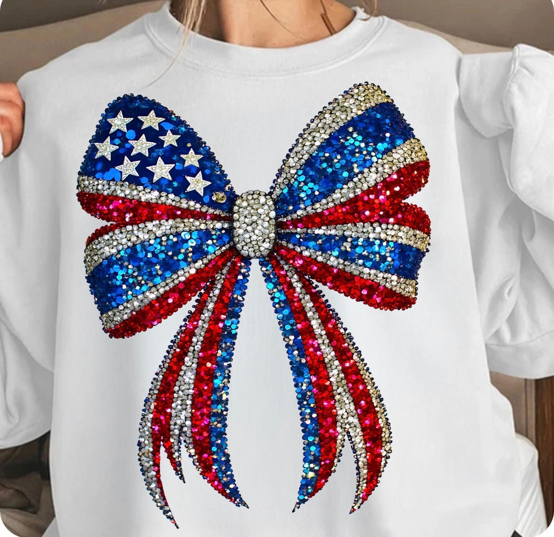 USA Coquette Bow: Faux Rhinestone