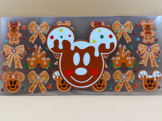 Gingerman mouse and bow 16oz UVDTF