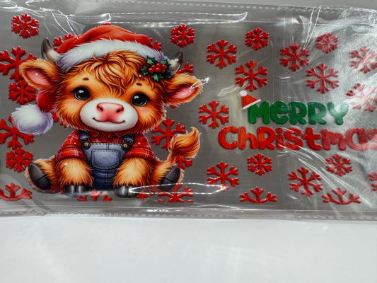 Merry Christman highland cow UV 16OZ