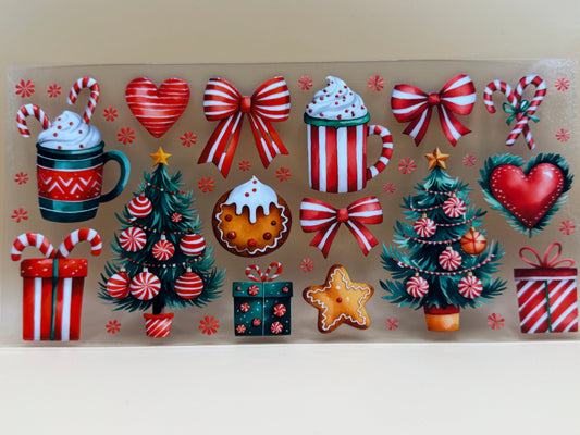 Christmas trees and bows 16oz UVDTF