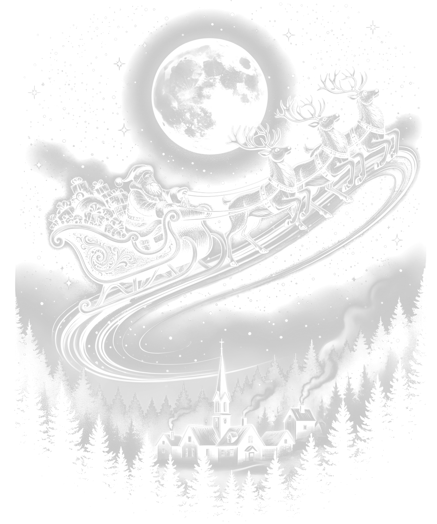 Half tone Christmas Santa sleigh