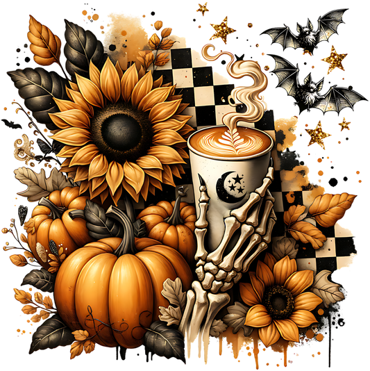 Skeleton pumpkin flowers