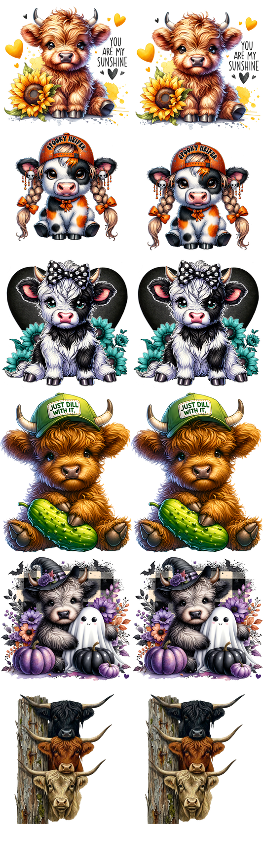 22 x 72 Highland cow gang sheet