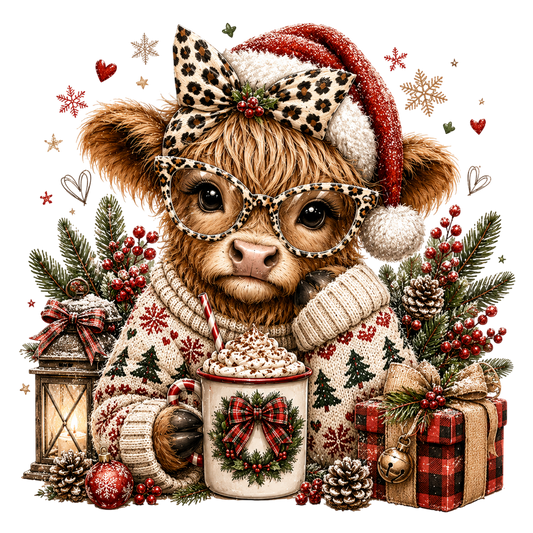 Christmas sweater highland cow