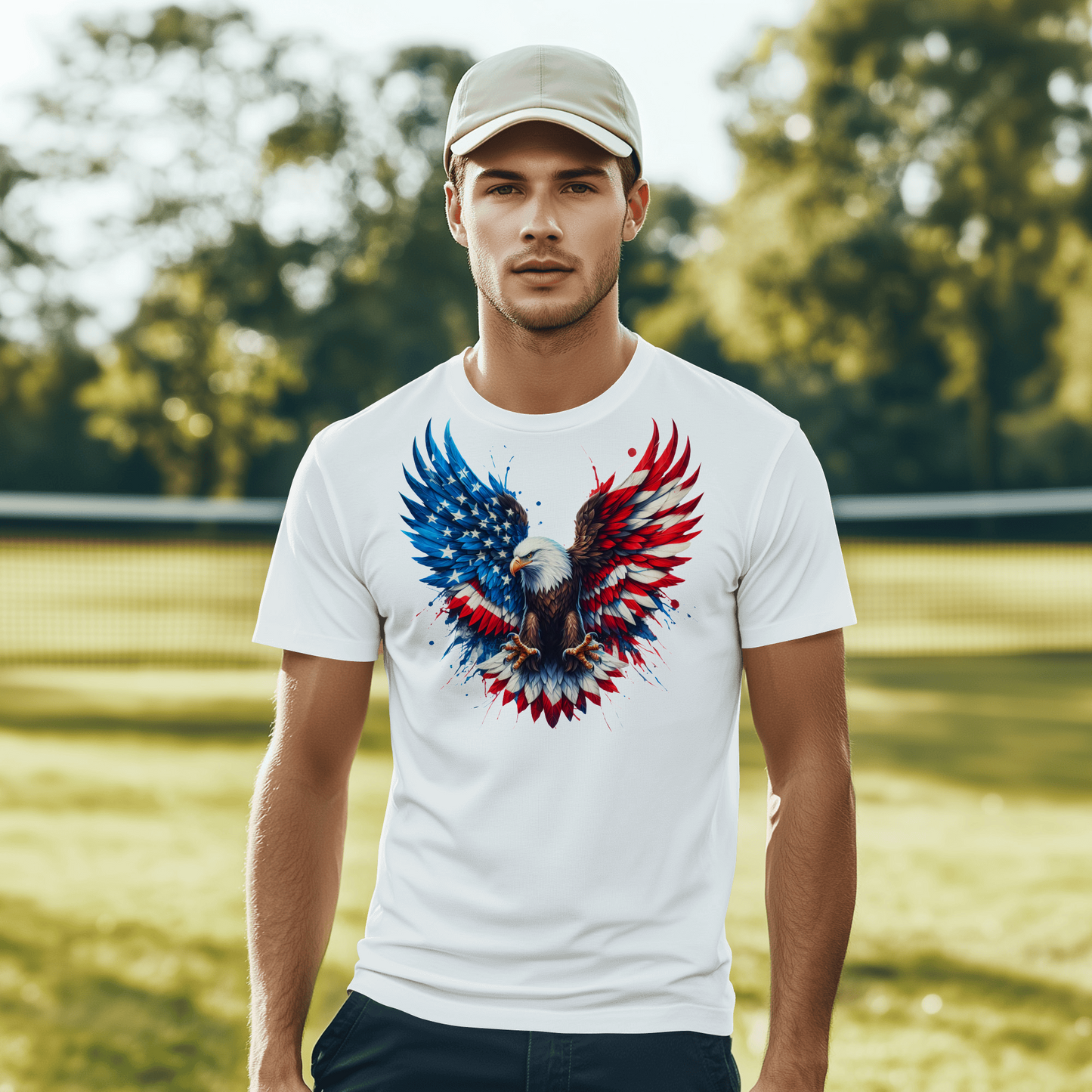 Bald Eagle with the American flag